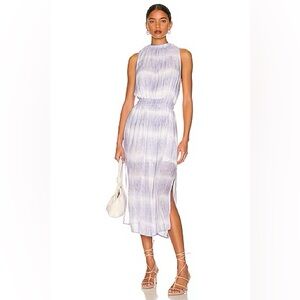 Bella Dahl smarted waist midi dress in lilac stripes